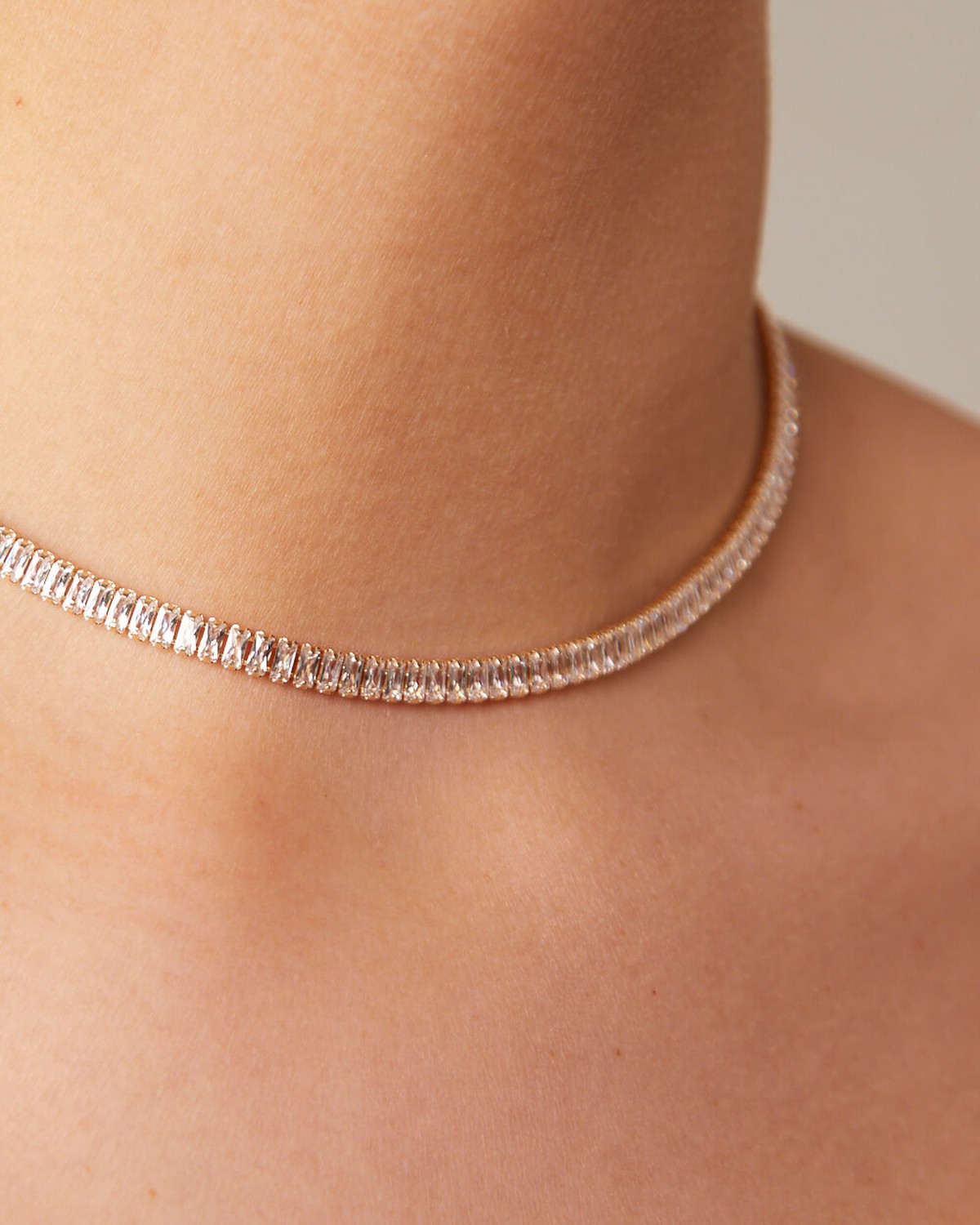 Choker Baguete Cristal Dourado