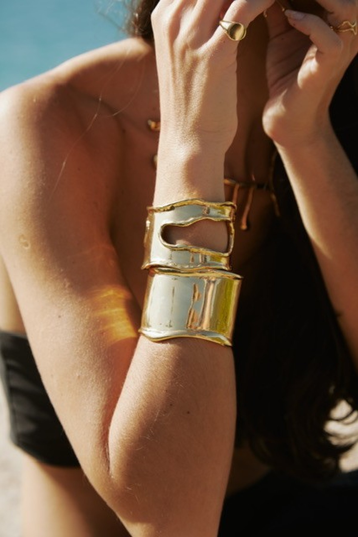 Bracelete Chapa Onda Dourado
