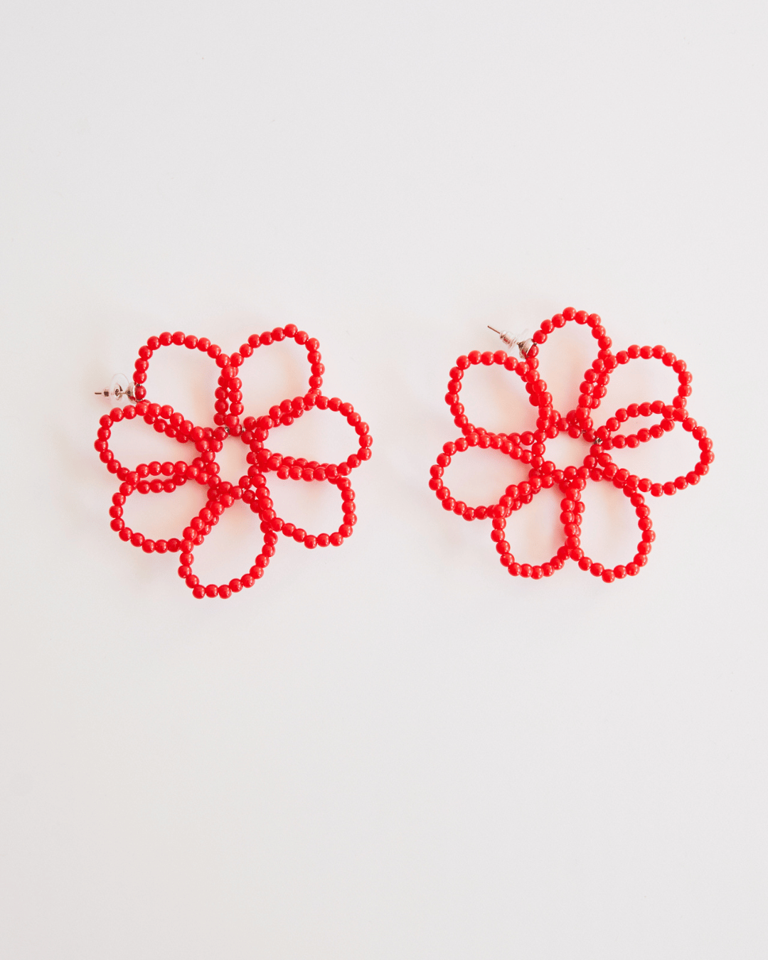 Brinco Maxi Flor Pétala Vazada Vermelho