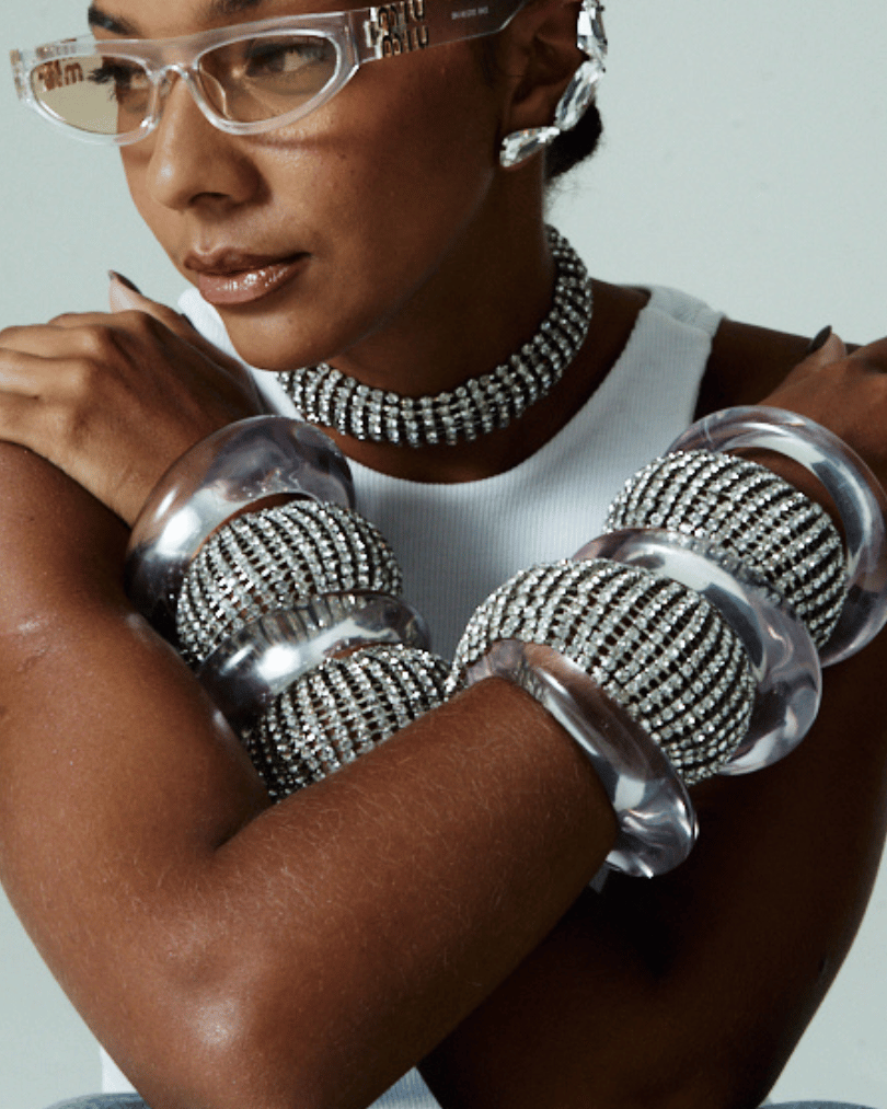 Bracelete Disco Resina Cristal