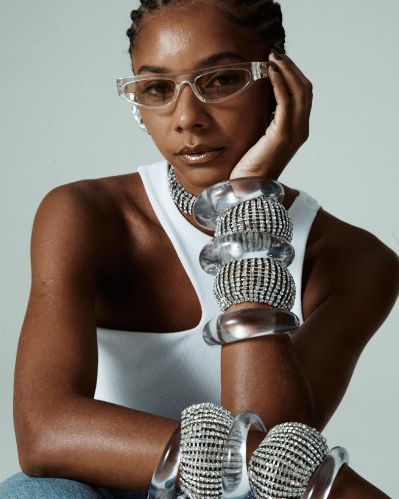 Bracelete Disco Resina Cristal