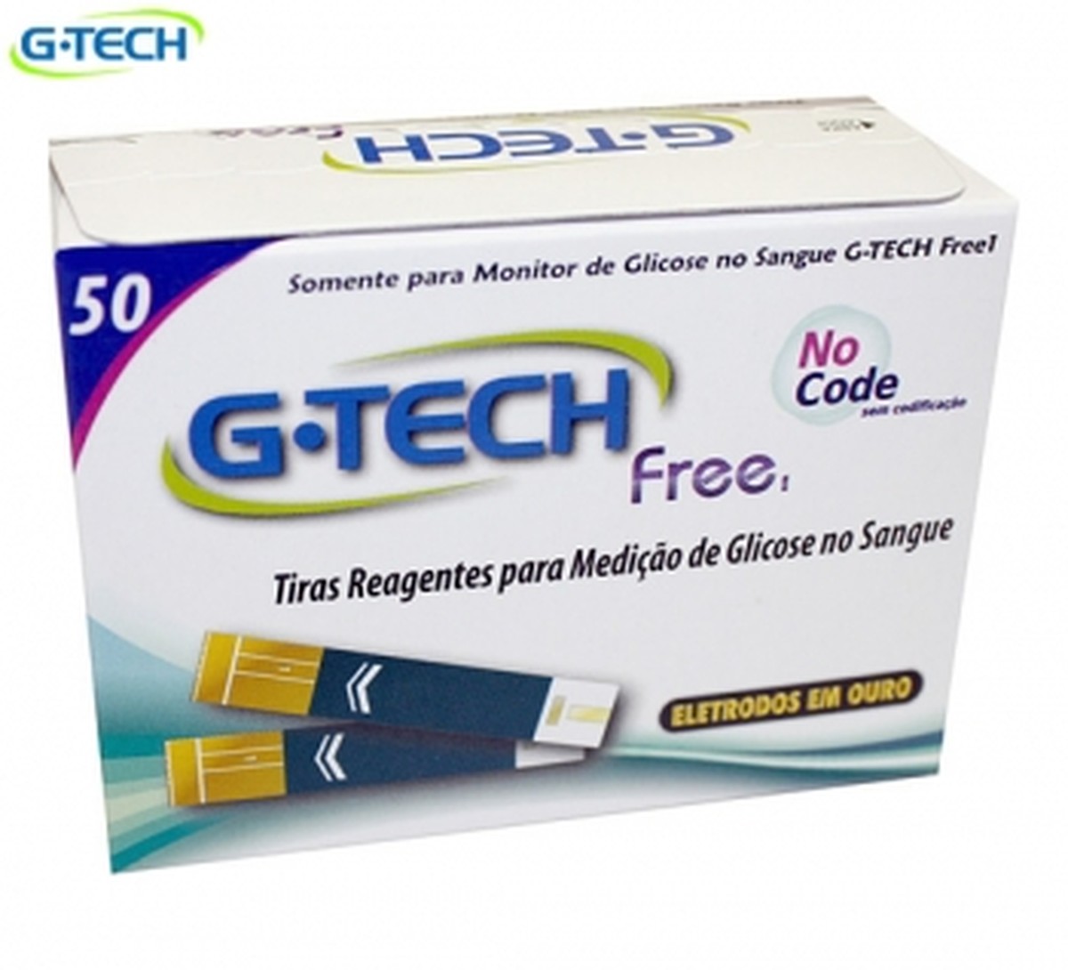 Foto do produto Tiras reagentes para medição de glicose C/50un G-tech FREE 