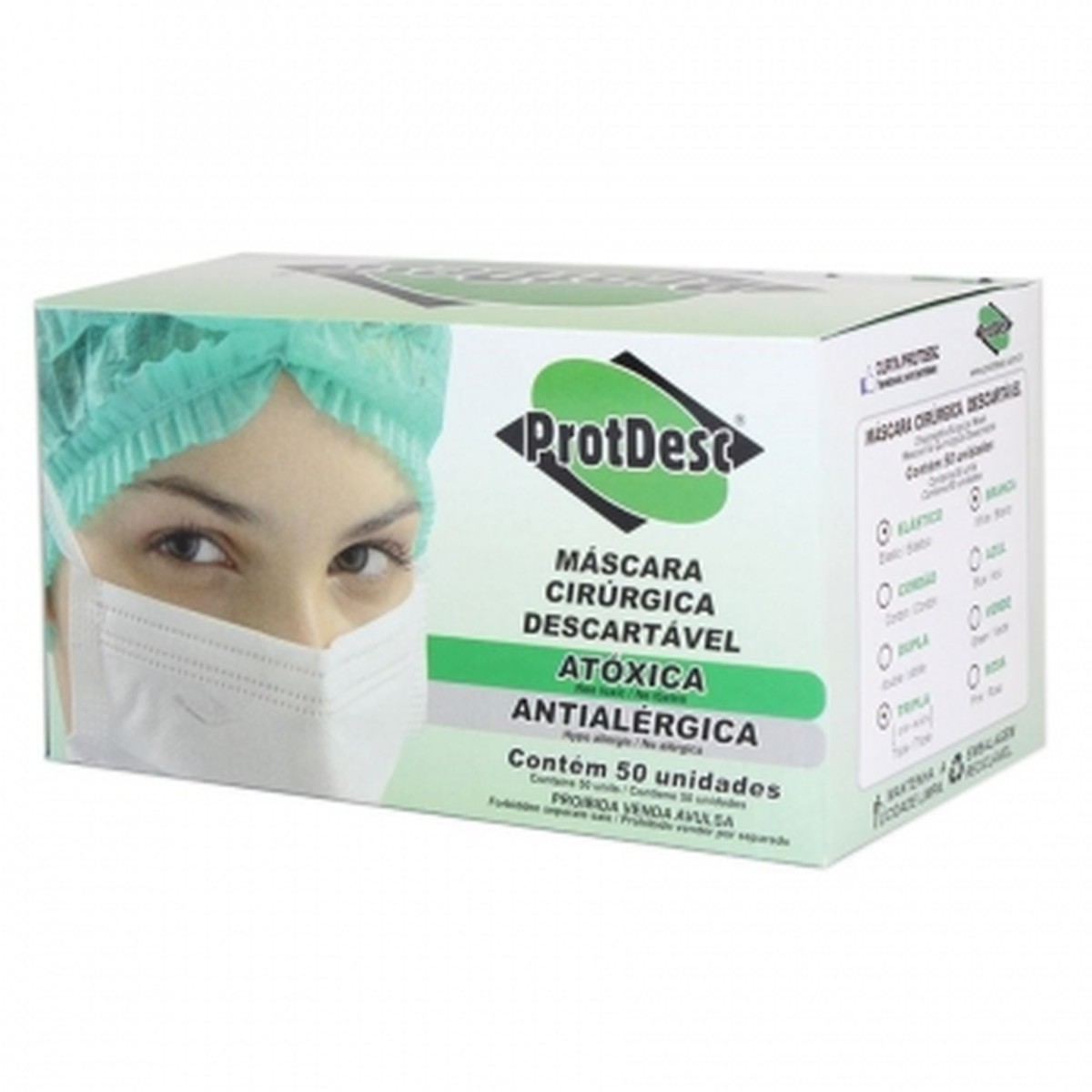 Foto do produto Máscara Cirúrgica Branca Descartável com Elástico caixa com 50 unid Protdesc