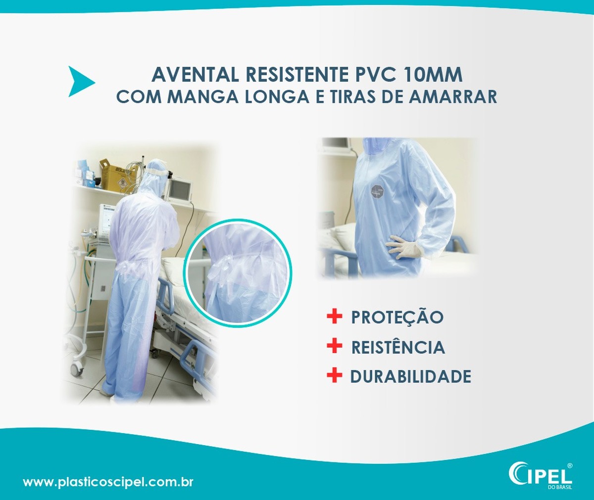 Foto do produto AVENTAL RESISTENTE PVC 10MM COM MANGA LONGA E TIRAS DE AMARRAR CIPEL