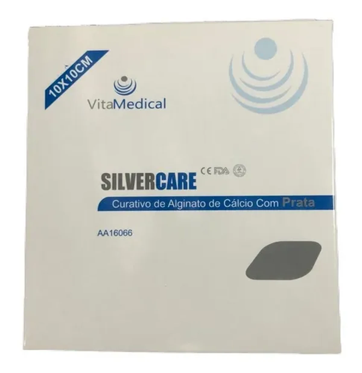 Foto do produto Curativo de Alginato de Cálcio com prata- 10cm x 10cm  - Silvercare - Vitamedical