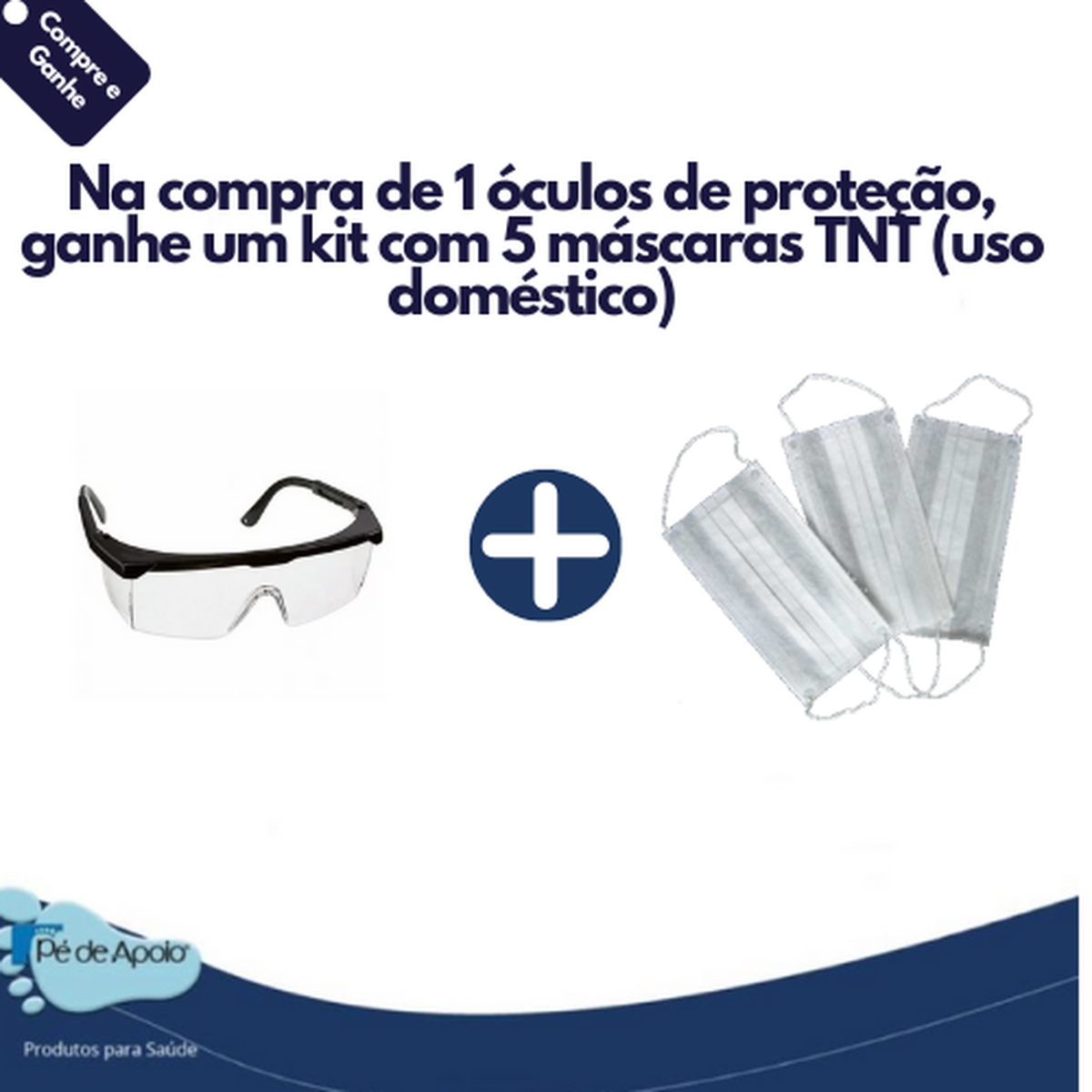 Foto do produto COMPRE E GANHE - Óculos de Proteção Supermedy + Kit com 5 Máscaras de TNT para uso doméstico