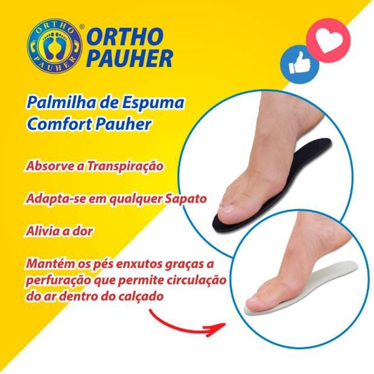 Foto do produto Palmilha de Espuma Confort Pauher Ref: AC-060 OrthoPauher
