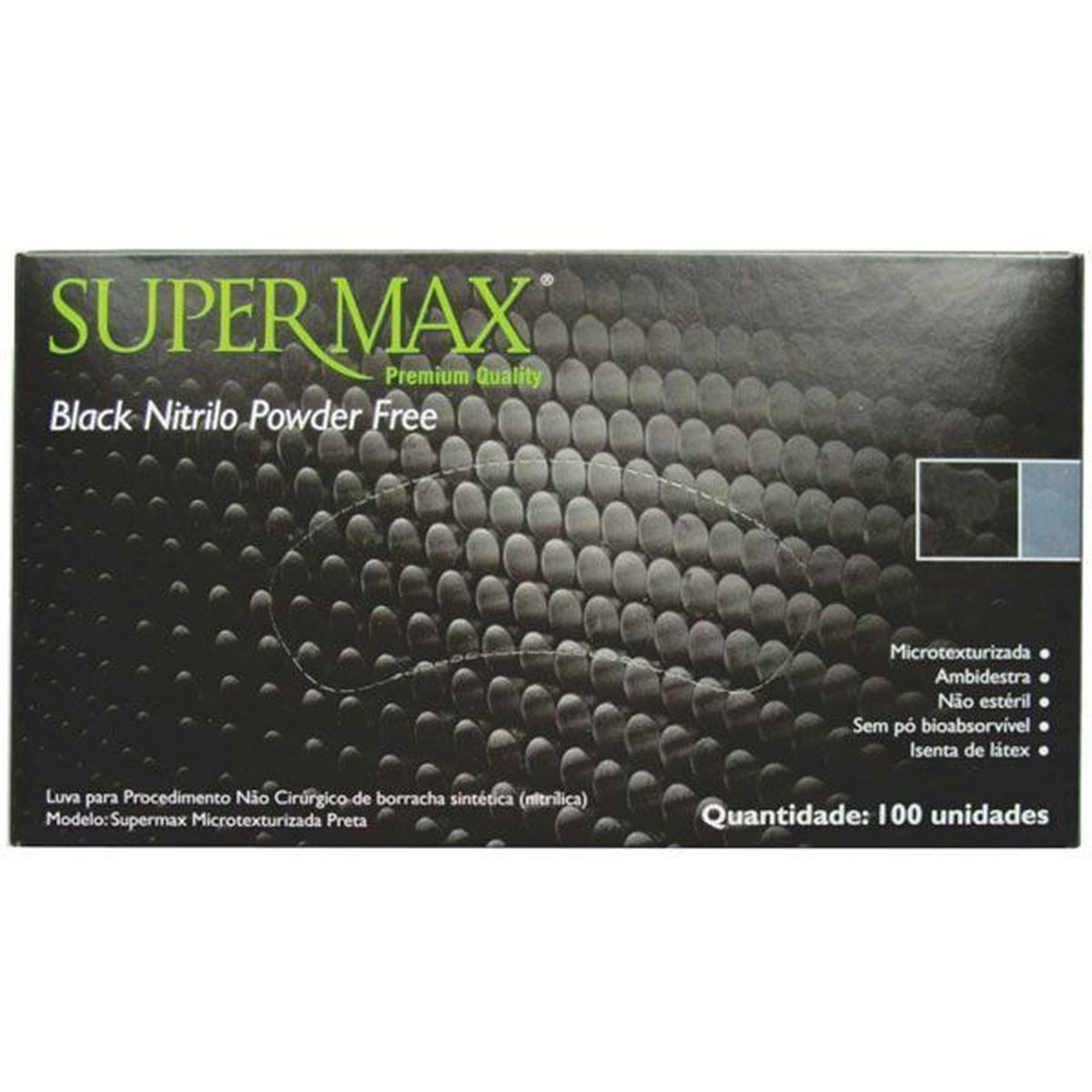 Foto do produto Luva De Procedimento Não Cirúrgico Nitrilo Black - Sem Pó Supermax