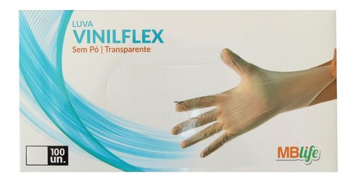 Foto do produto LUVA VINIFLEX S/PÓ TRANSPARENTE CX COM 100 UNID. TAM. G MEDIX