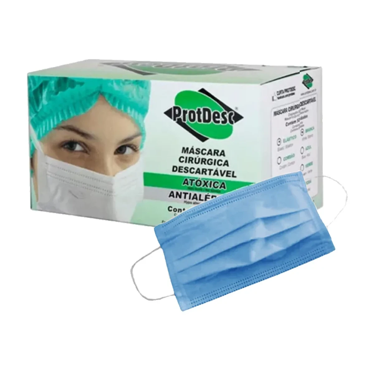 Foto do produto Máscara Cirúrgica Azul Descartável com Elástico caixa com 50 unid Protdesc