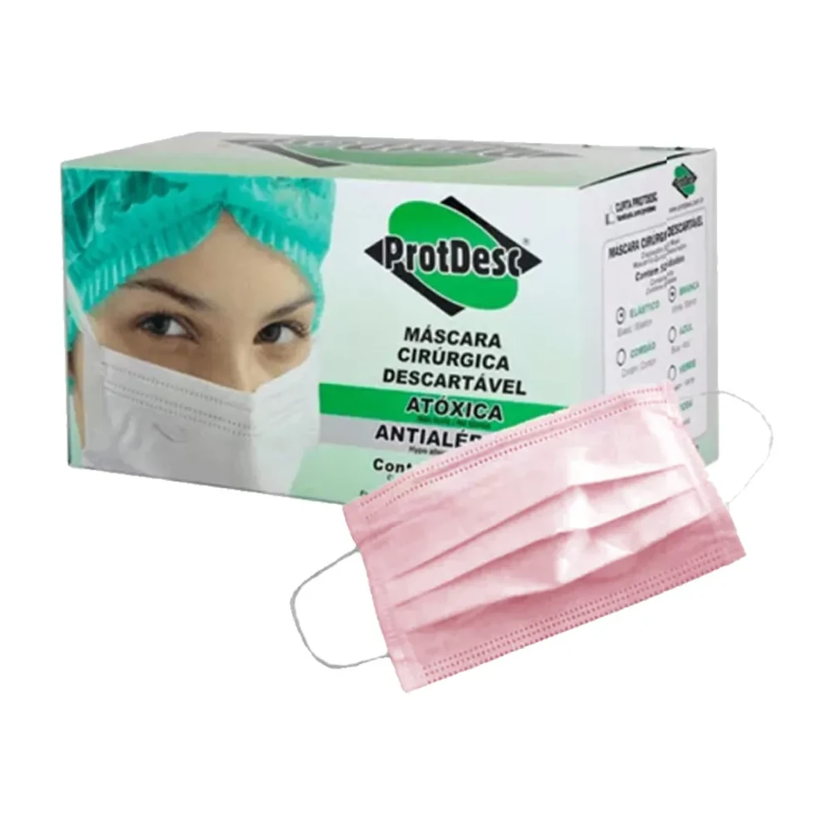 Foto do produto Máscara Cirúrgica Rosa Descartável com Elástico caixa com 50 unid Protdesc