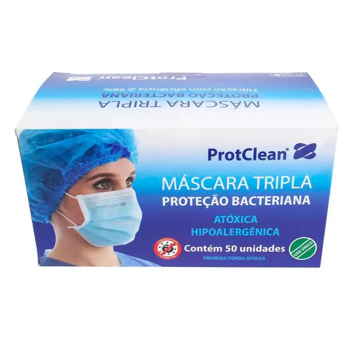 Foto do produto Máscara Protclean Azul Tripla c/ Elástico
