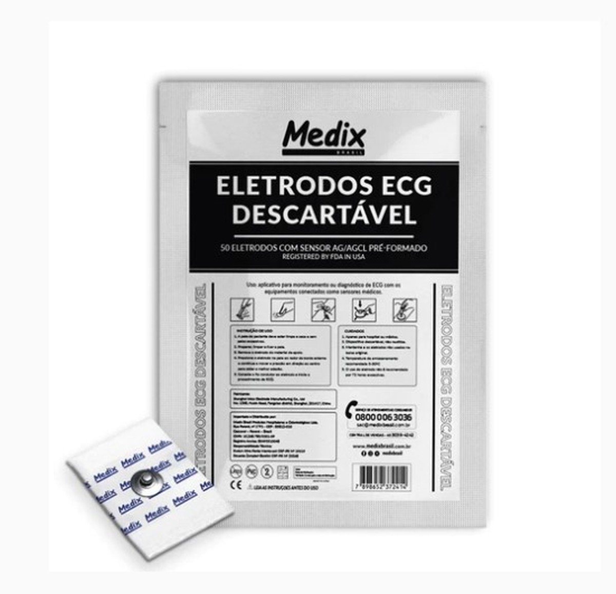Foto do produto ELETRODO ECG DESCARTAVEL ADULTO SF22 PCT C/ 50(UN) MEDIX 