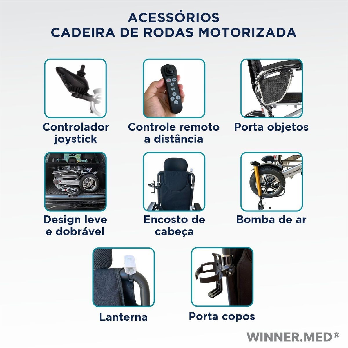 Foto do produto CADEIRA DE RODAS MOTORIZADA W-203 C/CONTROLE REMOTO WINNER 
