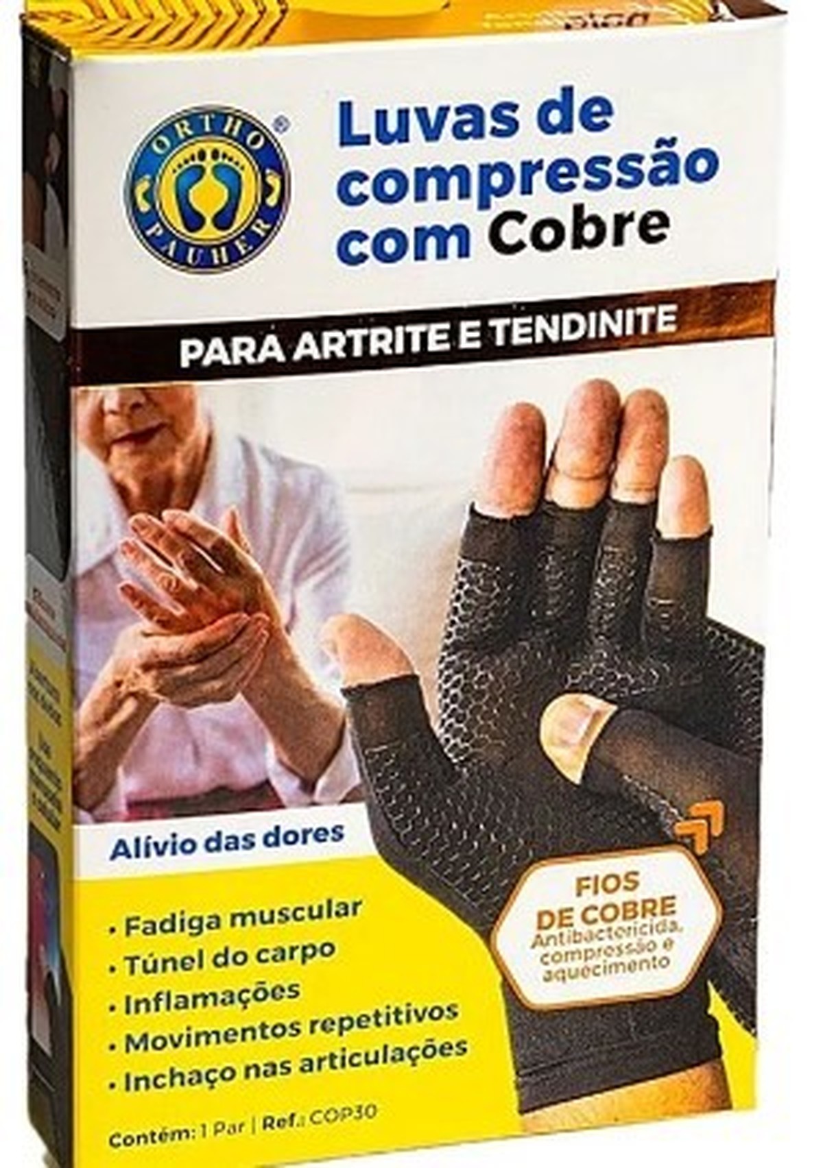 Foto do produto Luvas De Compressão Com Cobre Para Artrite E Tendinite Ref. COP30 Ortho Pauher