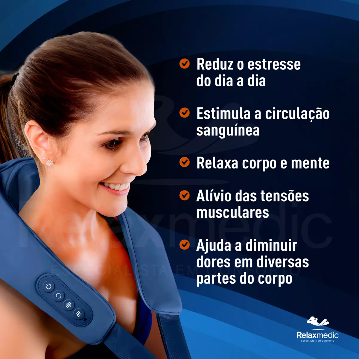 Foto do produto MASSAGEADOR PESCOÇO WIRELESS 6D BLUE RELAXMEDIC