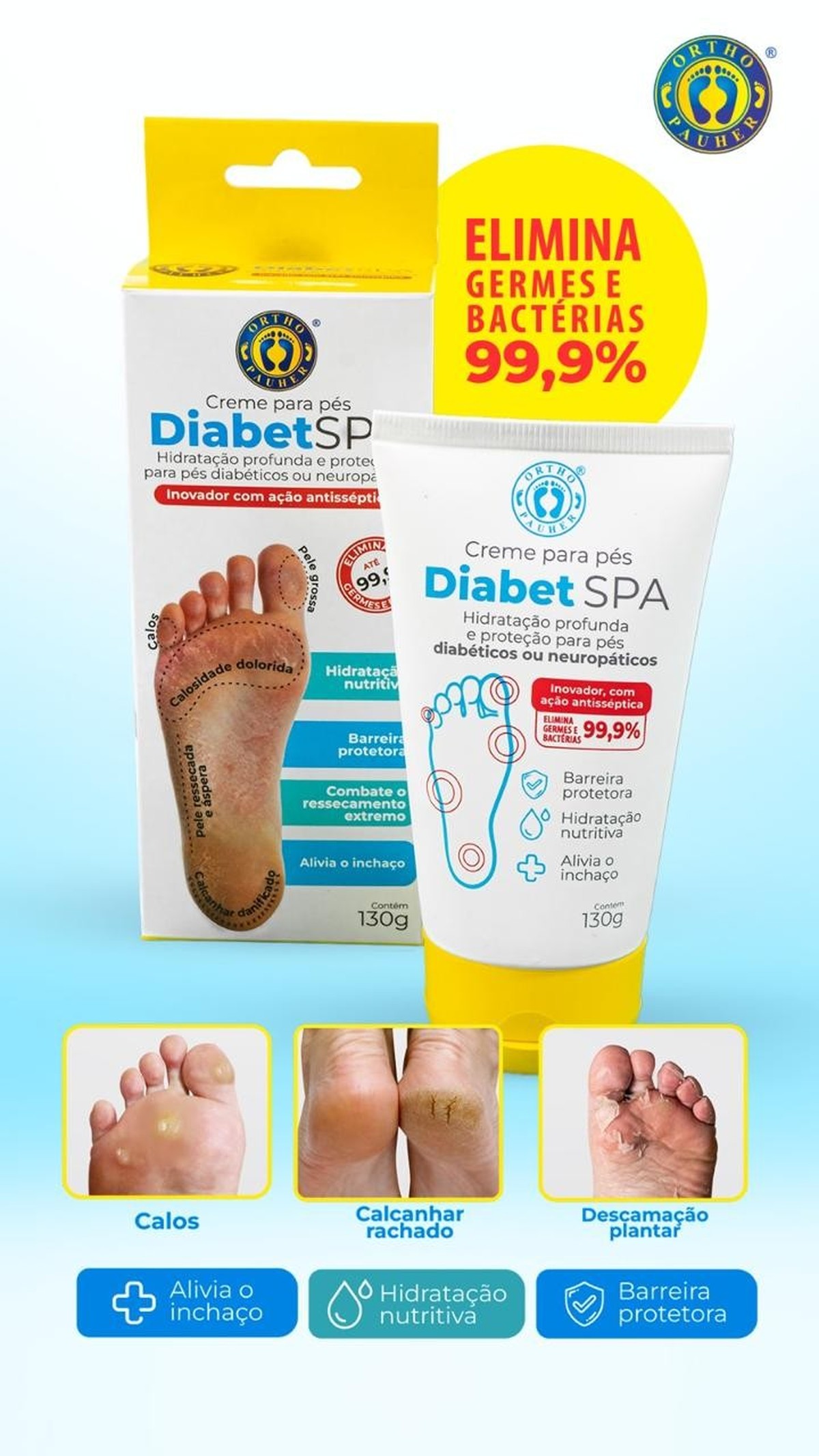 Foto do produto CREME PARA PÉS DIABETSPA 130G CM110-ORTHO PAUHER