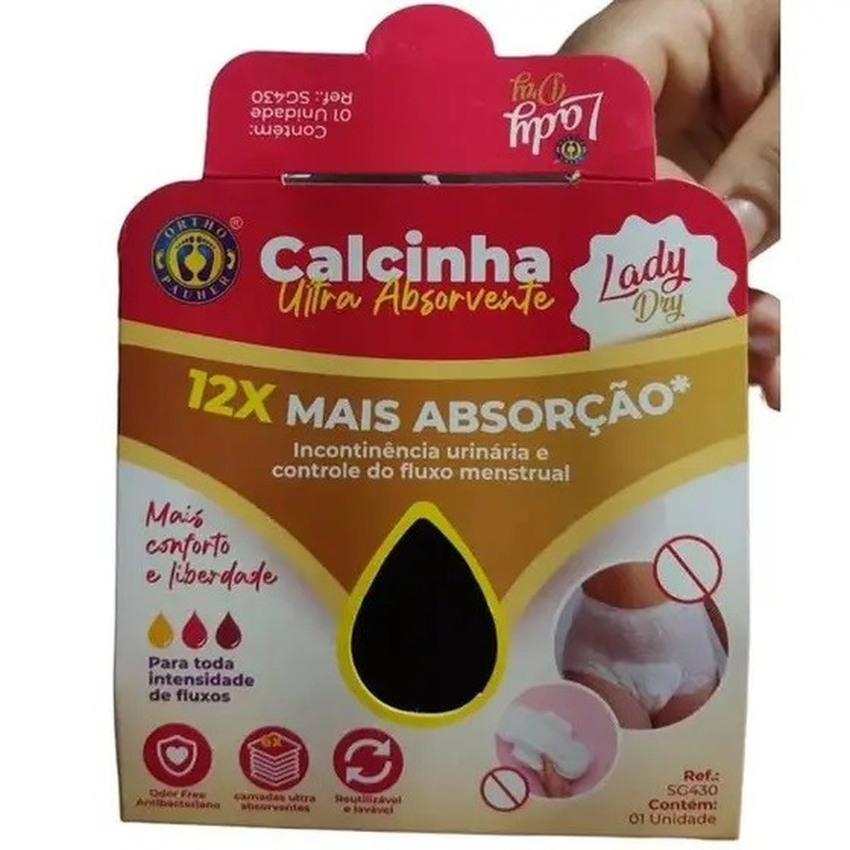 Foto do produto CALCINHA ULTRABSORVENTE REUTILIZAVEL SG430-ORTHO PAUHER 