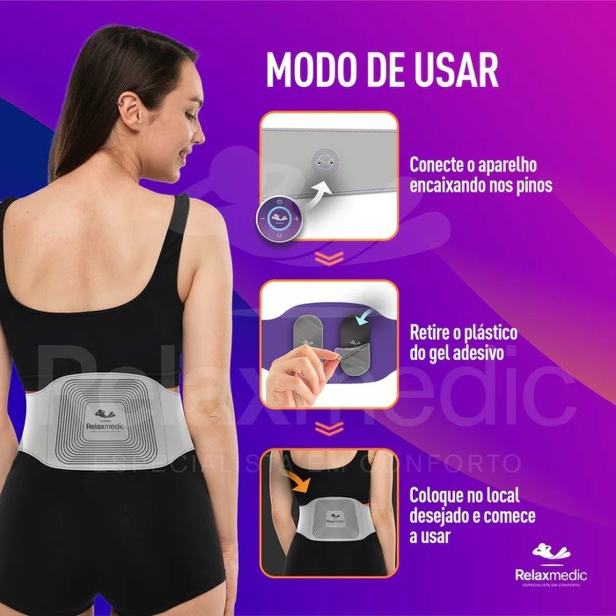 Foto do produto ESTIMULADOR FISIO TENS COSTAS RELAXMEDIC  