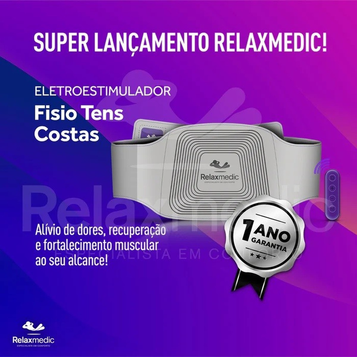 Foto do produto ESTIMULADOR FISIO TENS COSTAS RELAXMEDIC  