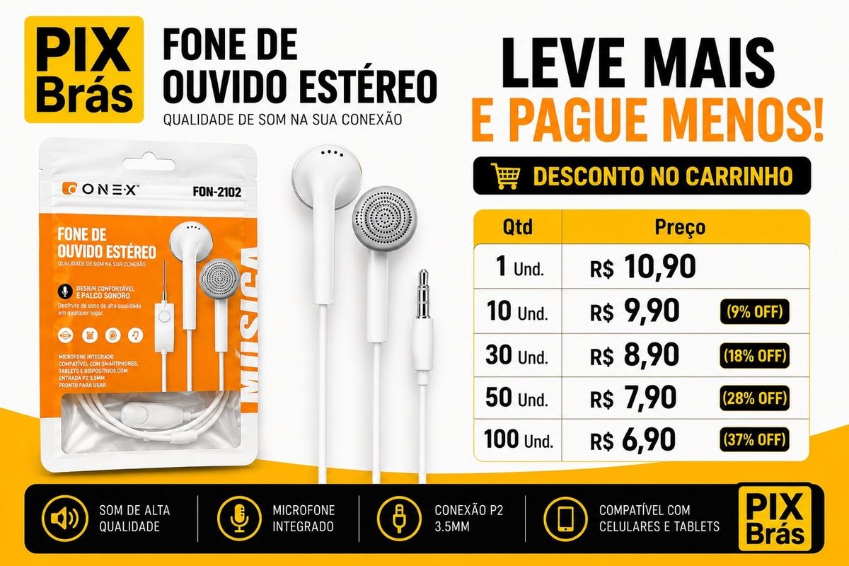 Fone de Ouvido com Fio - ONEX
