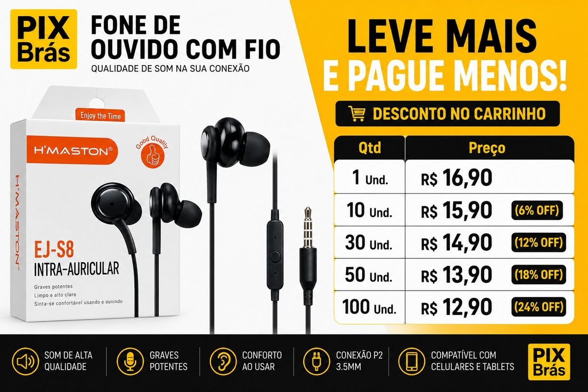 Fone de Ouvido com Fio - H'MASTON