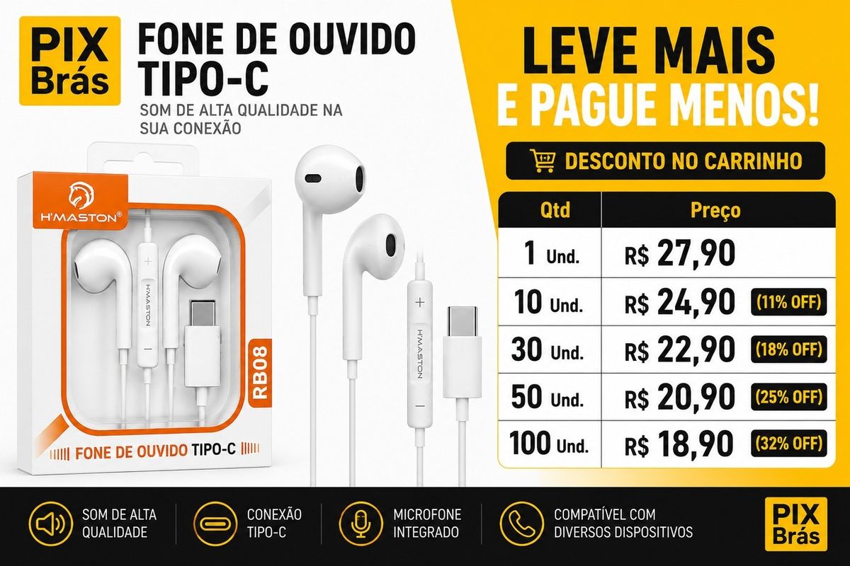 Fone de Ouvido Tipo-C - H'MASTON