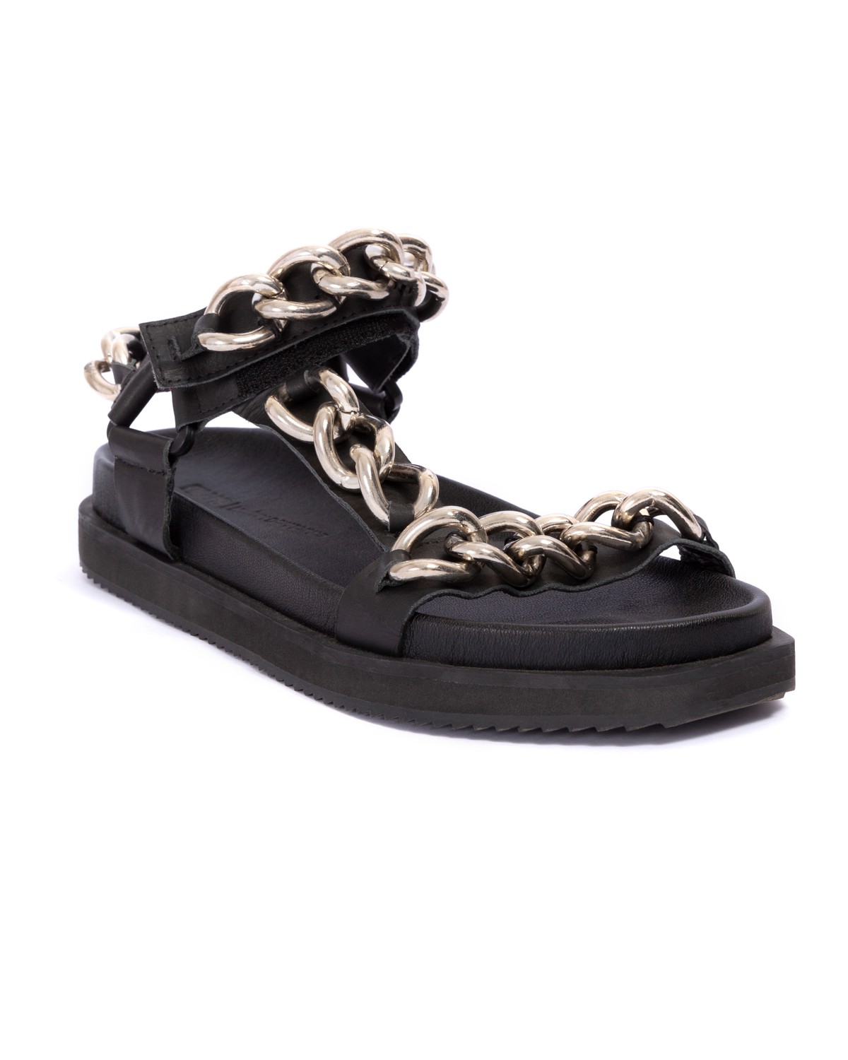 sandália em couro com correntes | leather sandals with chain detail