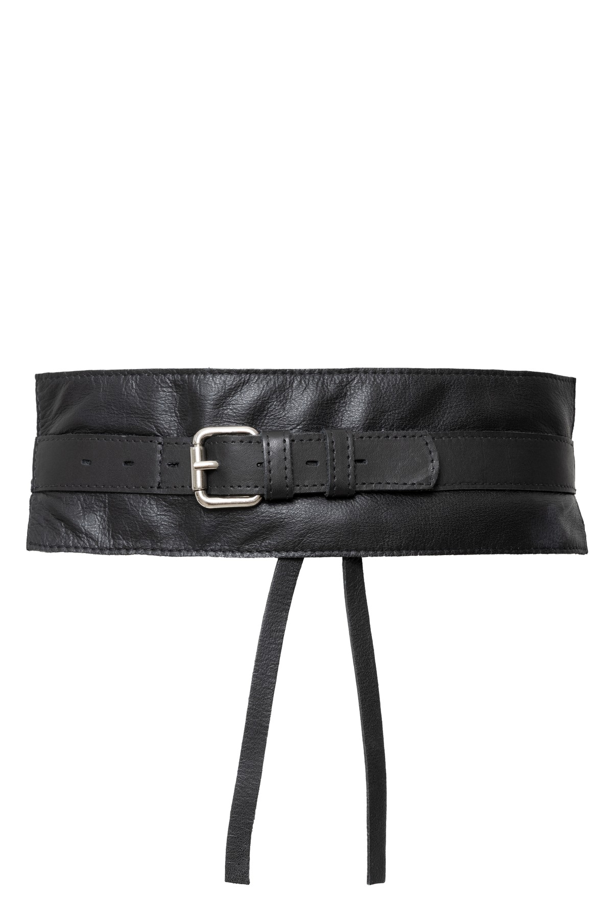 cinto com amarração e detalhe em couro | wide sash leather belt