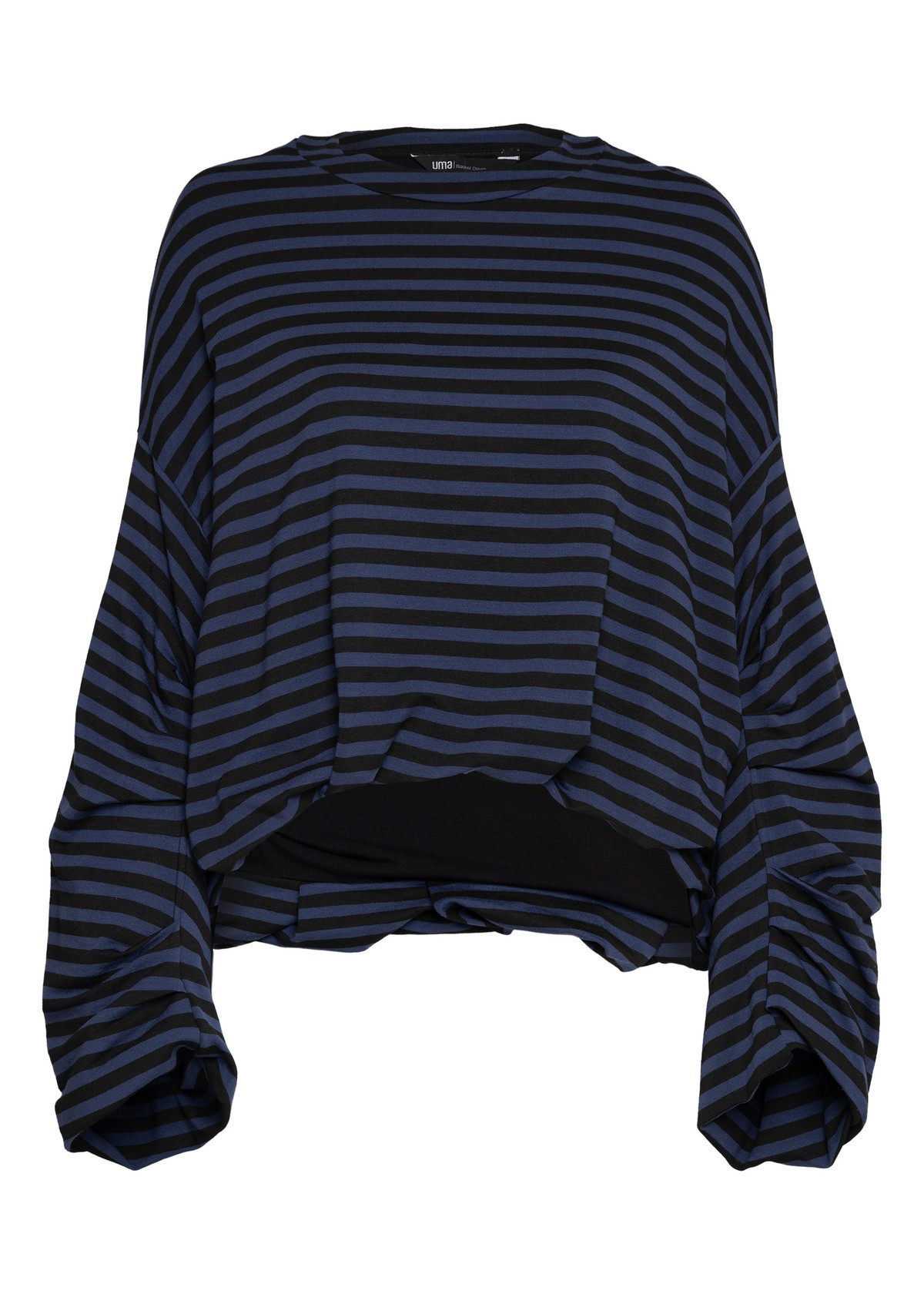 blusão balonê em moletom listrado | balloon shape striped sweatshirt