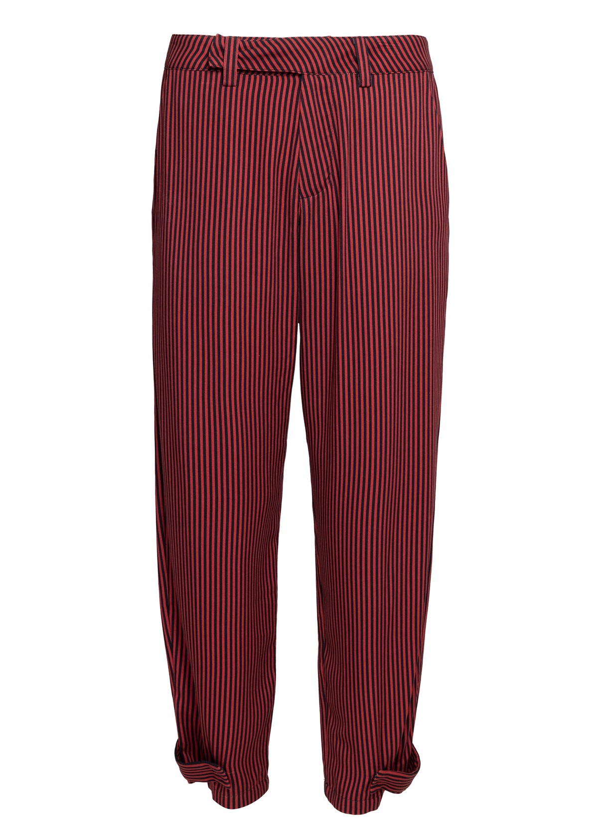 calça alfaitaria listrada em viscose | viscose striped tailoring pants