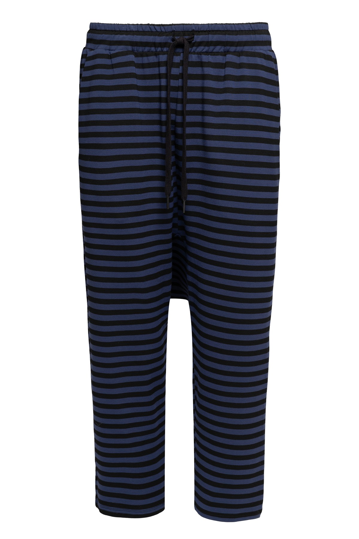 calça gancho baixo em moletom listrado | low-rise striped sweatpants