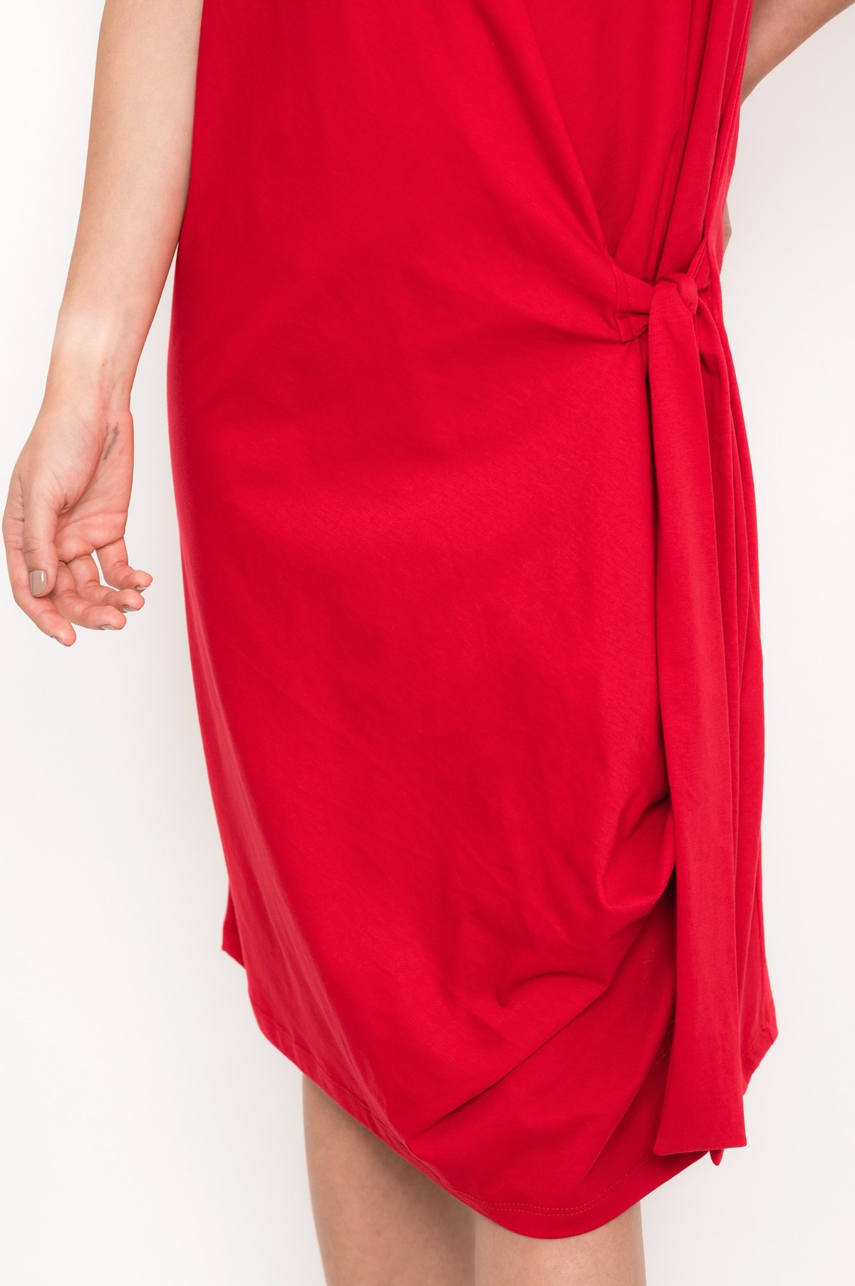 vestido transpassado em malha de algodão pima | pima cotton jersey wrap-front dress