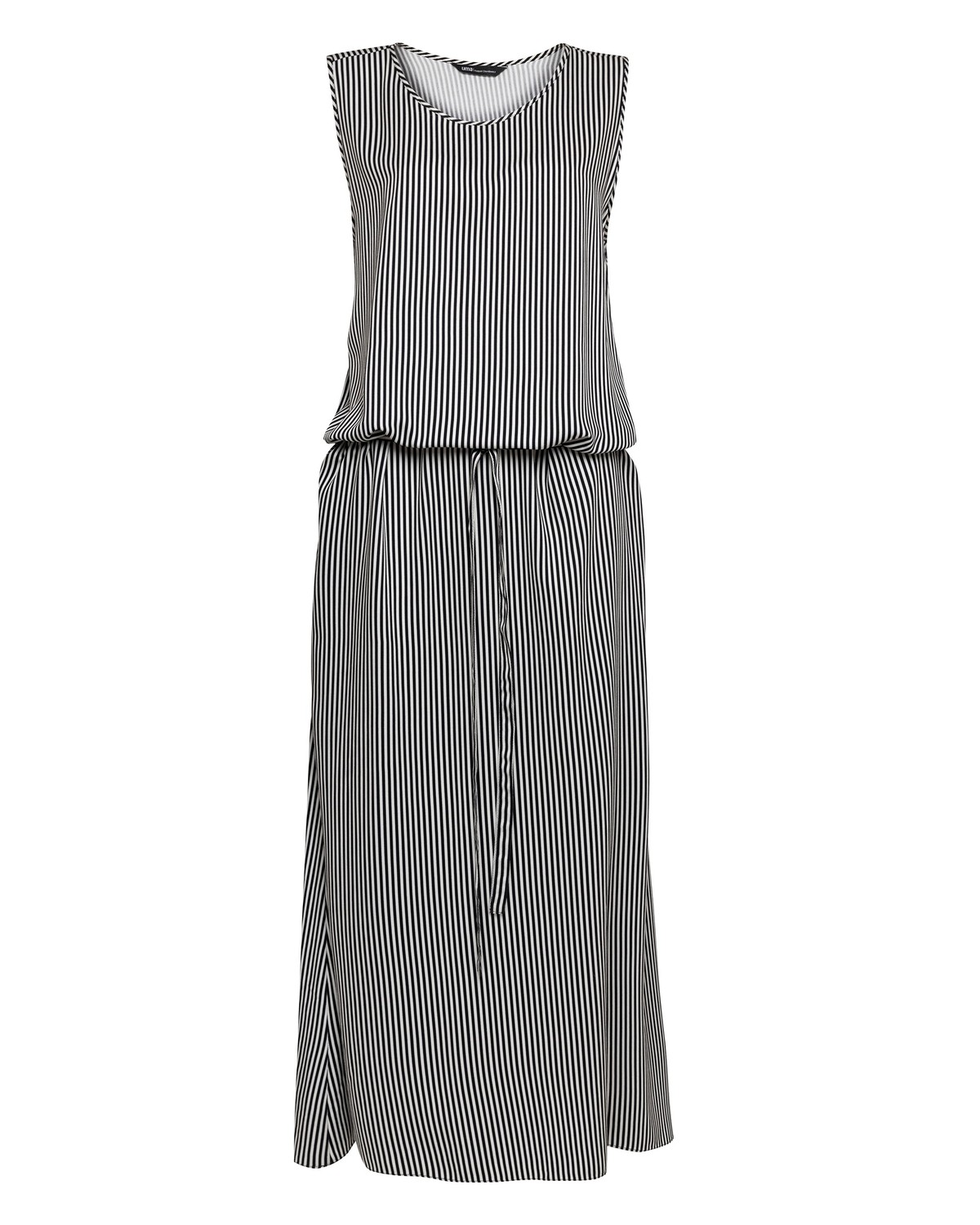 vestido longo listrado em viscose | long striped viscose dress