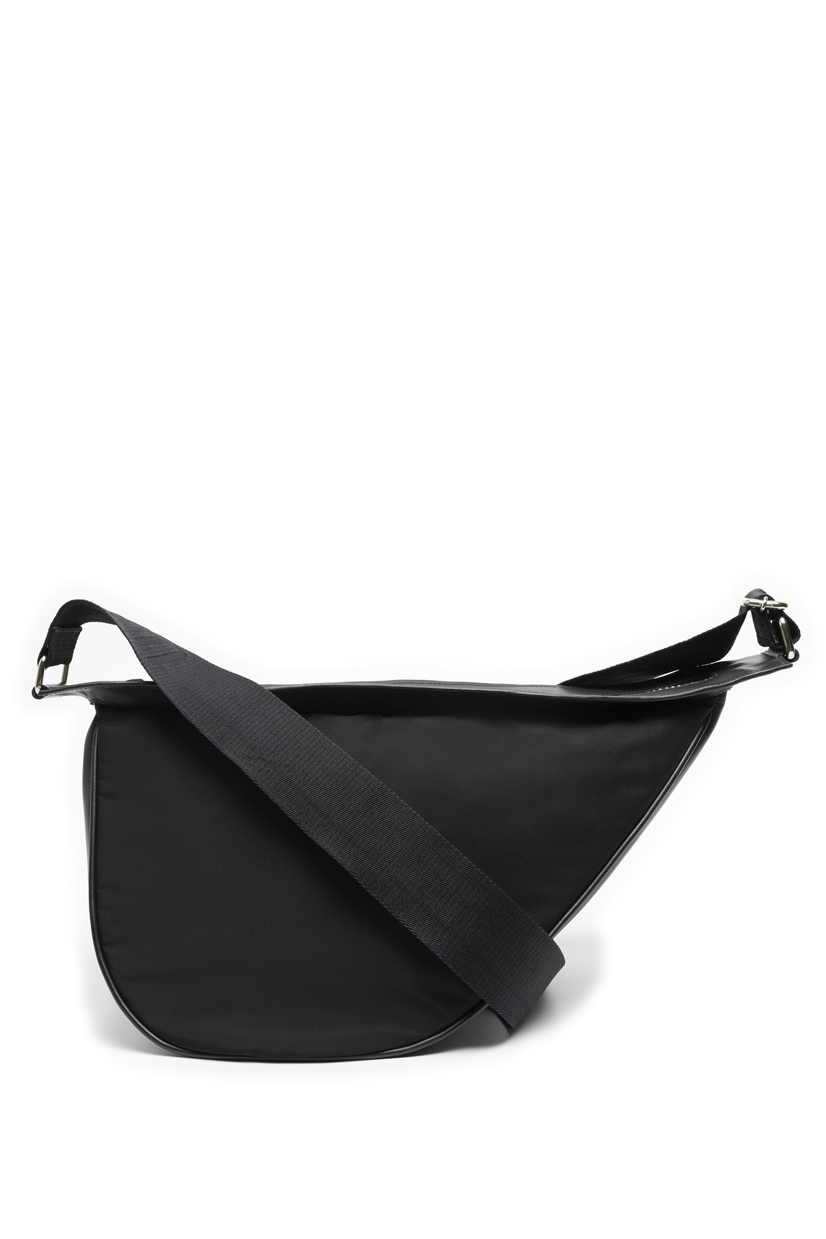 bolsa tira colo em poliéster reciclado e couro | recycled shoulder bag with leather details
