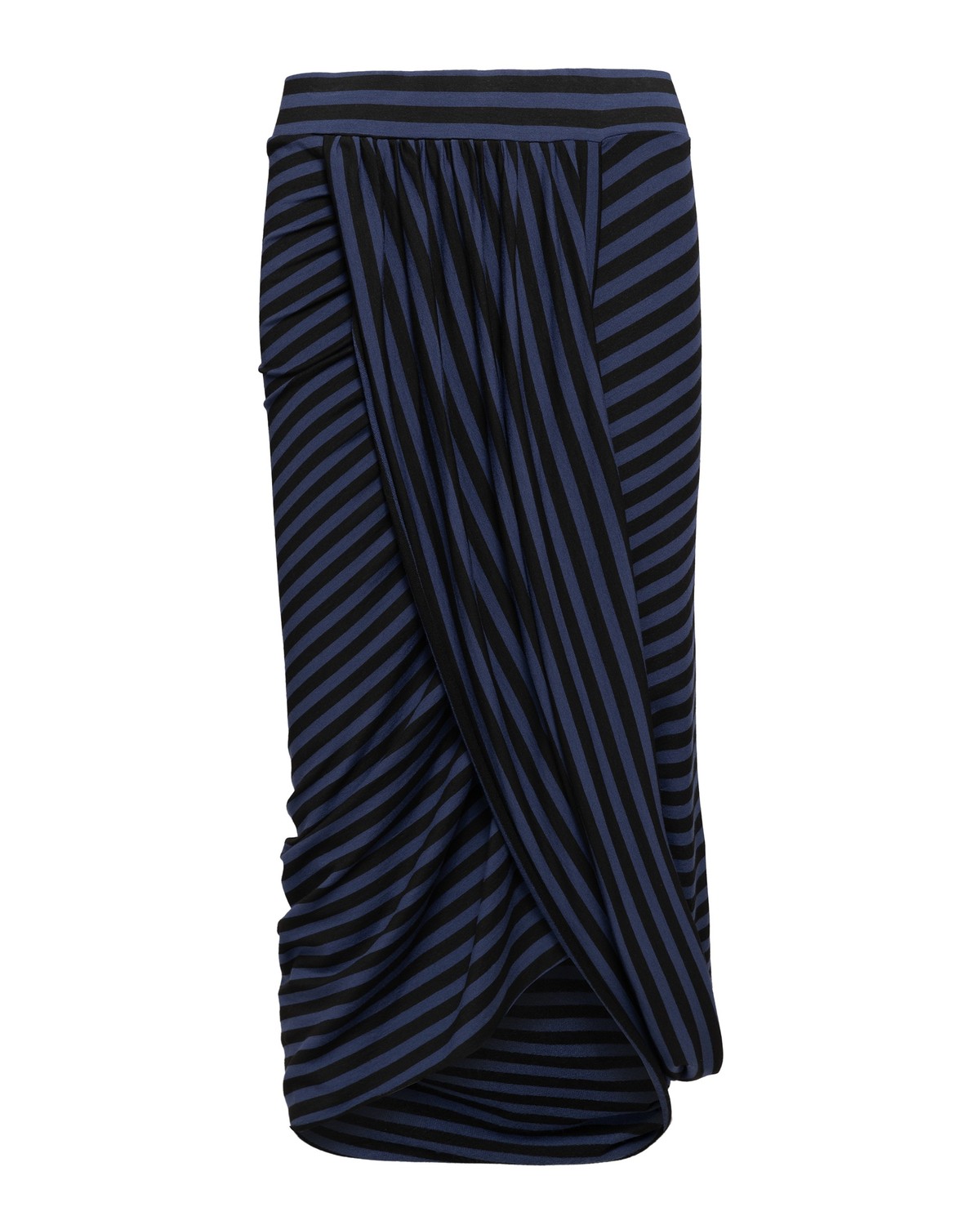 saia transpassada em moletom listrado | draped skirt in striped french terry
