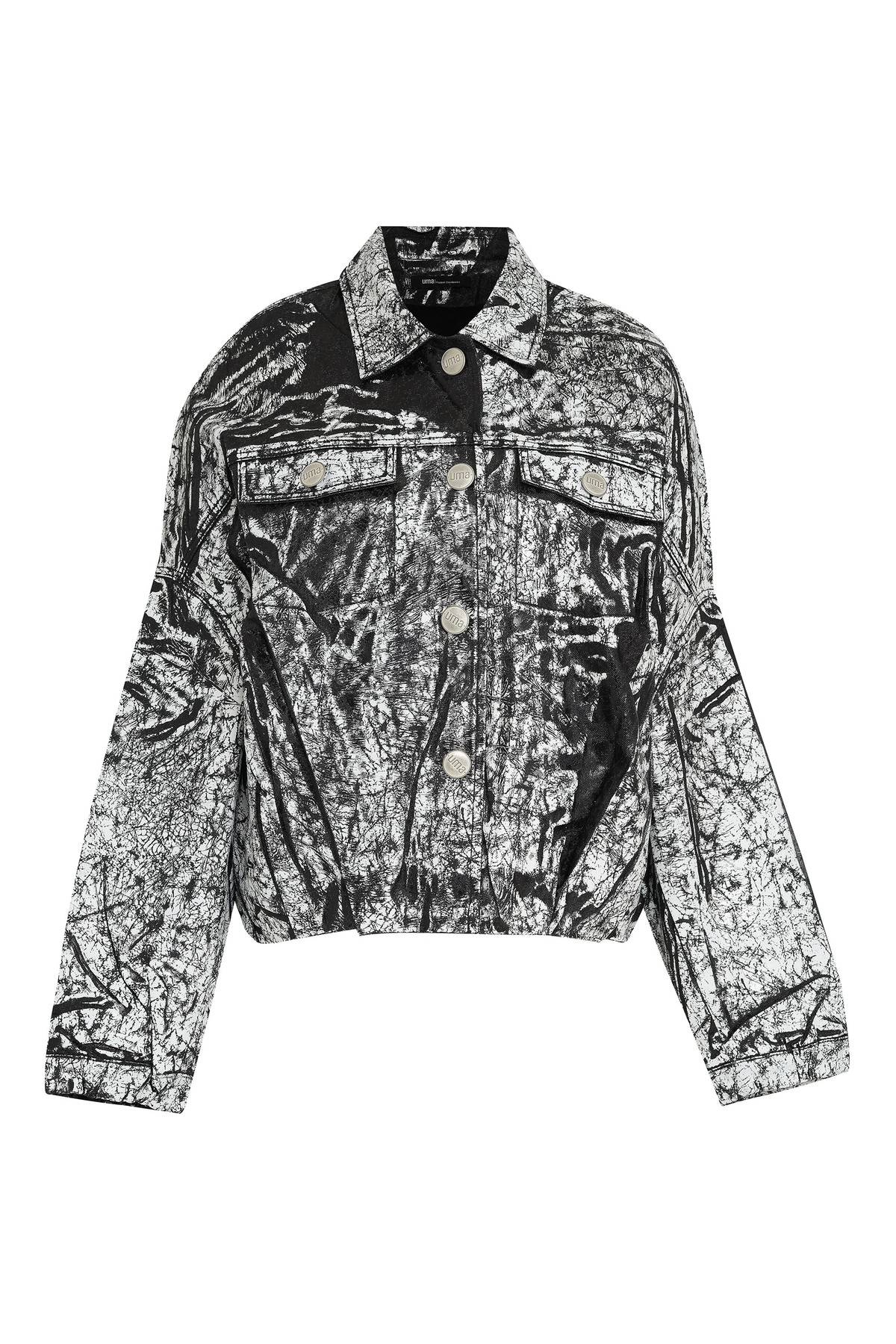 jaqueta trucker balonê com foil craquelado | balloon trucker jacket with cracked foil