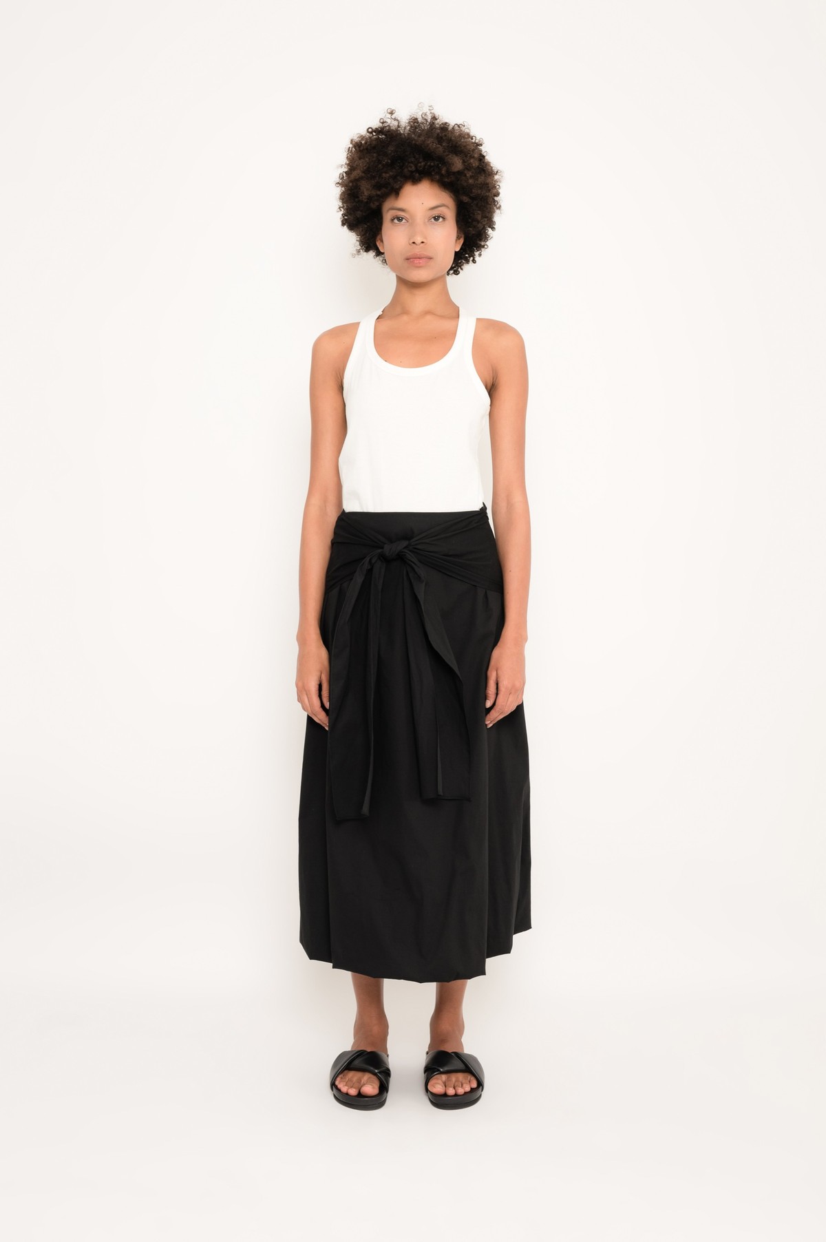 saia midi balonê com amarração | balloon midi skirt with tie