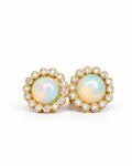 Brinco Opalas Redondo com Diamantes 