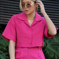 Camisa Cropped Alfaiataria Pink