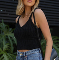 Cropped Tricot Nuvem Preto