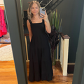 Vestido Linho com Bolsos Preto