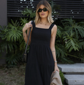 Vestido Linho com Bolsos Preto