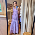 Vestido Linho com Bolsos Lavanda