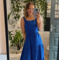 Vestido Linho com Bolsos Azul Bic