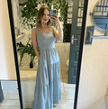 Vestido Linho com Bolsos Azul Céu