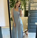 Vestido Linho com Bolsos Azul Céu