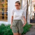 Short Linho Cotton Verde Sálvia