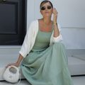 Vestido Linho com Bolsos Verde Pistache