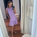Vestido Linho Renda Curto Slim Lavanda